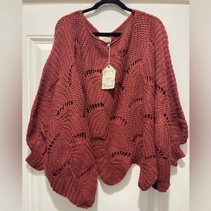 NWT, Entro brand, Oversized Crochet Poncho, Size M